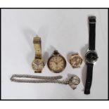 A group of three vintage 20th Century gents wrist watches to include a Services black faced calendar