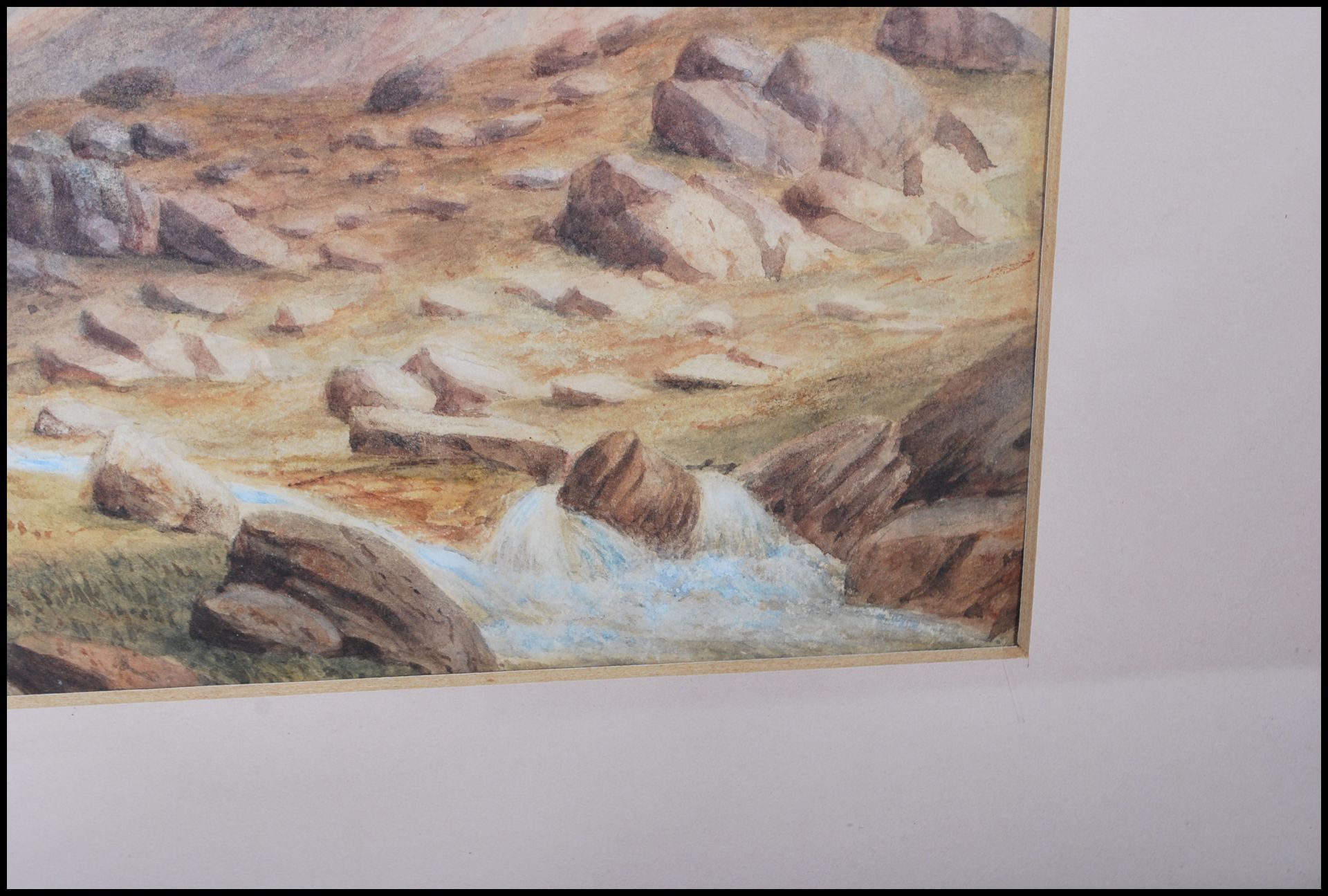 A late 19th Century Victorian watercolour landscape painting on paper depicting the Llanberis pass - Bild 4 aus 5