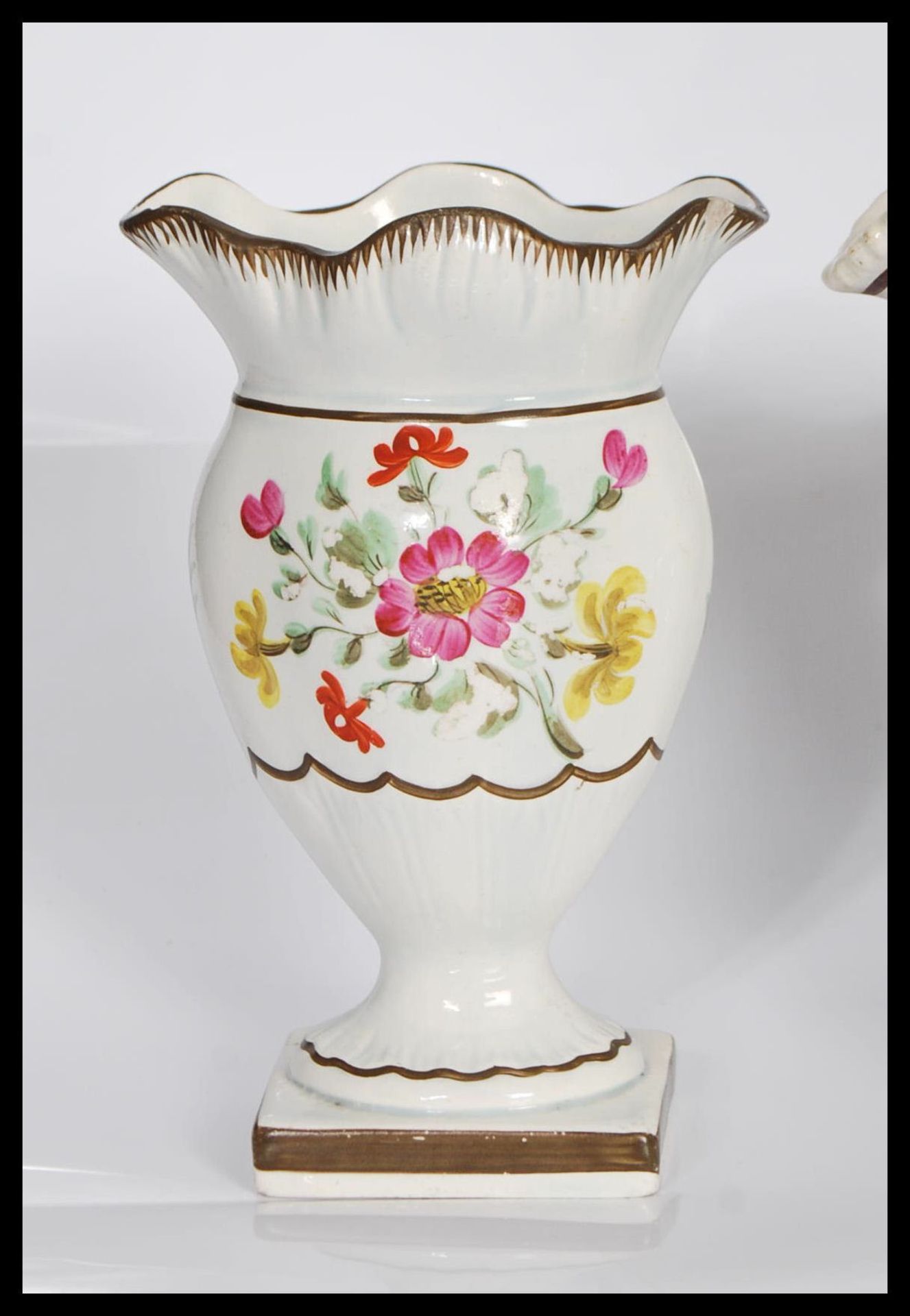 A group of three 19th Century Staffordshire jugs all having hand painted floral sprays to include - Bild 2 aus 7