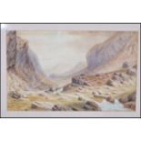 A late 19th Century Victorian watercolour landscape painting on paper depicting the Llanberis pass