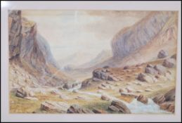 A late 19th Century Victorian watercolour landscape painting on paper depicting the Llanberis pass