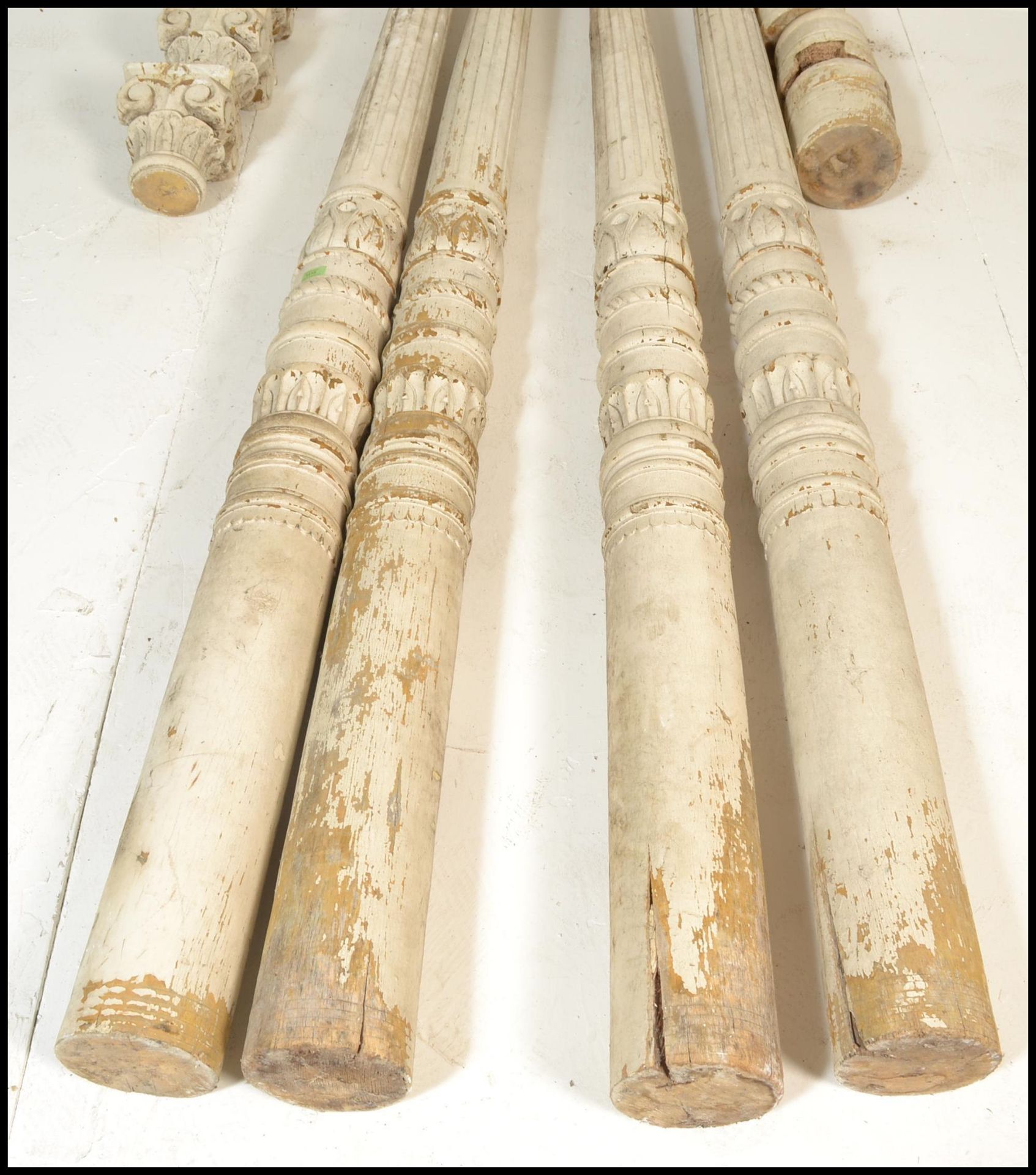 A set of four tall 19th Century architectural corinthian column pillars of neo classical form, - Bild 3 aus 10