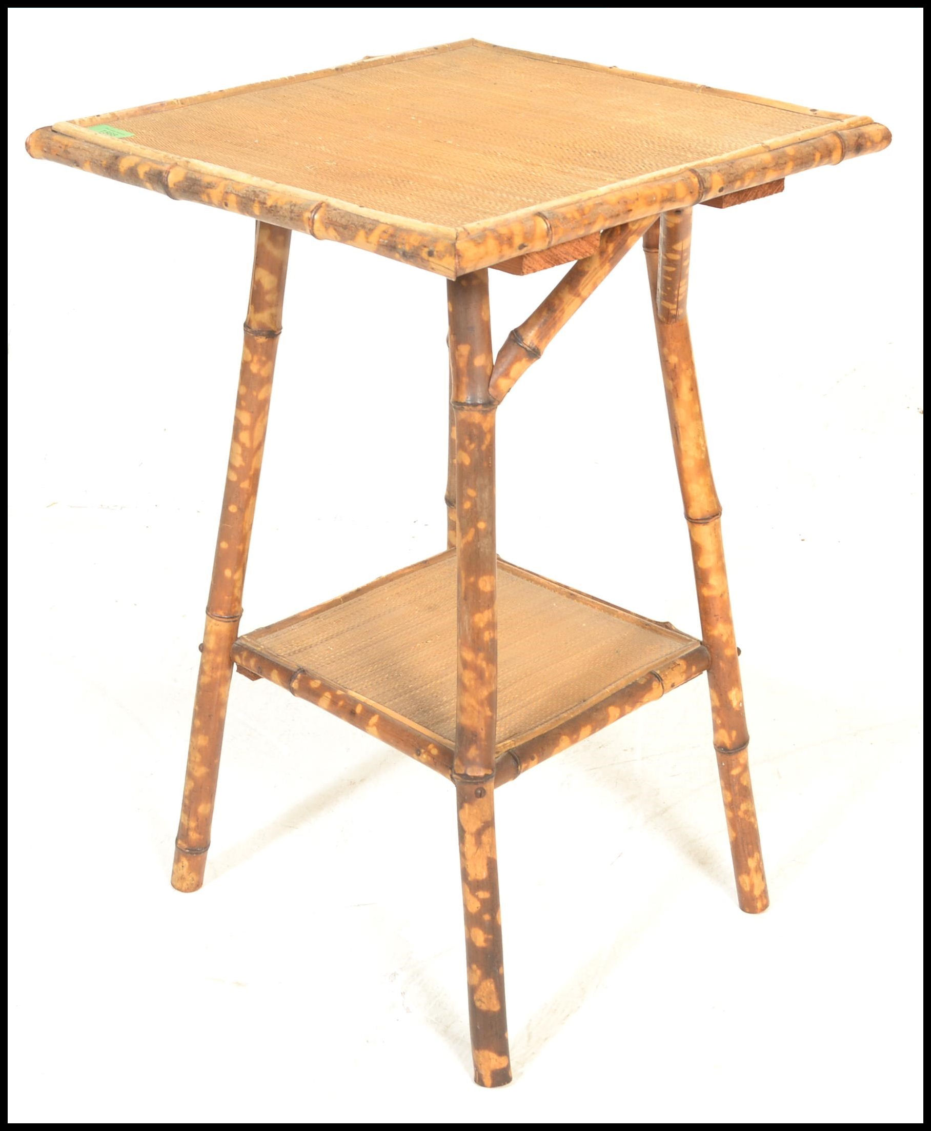 A 19th century Victorian aesthetic movement bamboo occasional / side table. Twin tiers, of square - Image 3 of 5
