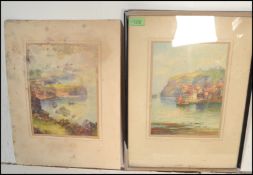 Laura BOWDEN- A pair of watercolours one depicting Staithes Junko port and the other East Cliff,