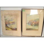 Laura BOWDEN- A pair of watercolours one depicting Staithes Junko port and the other East Cliff,