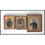 A group of three 19th Century Victorian wet plate photographs two being portraits of gentlemen,