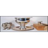 A contemporary silver plate punch set by Sheridan consisting of large punch bowl and twelve