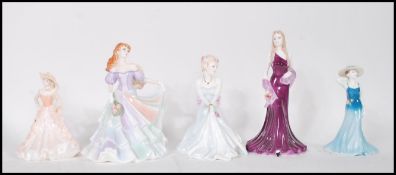 A selection of 20th Century Coalport porcelain lady figurines to include ' Sentiments picked