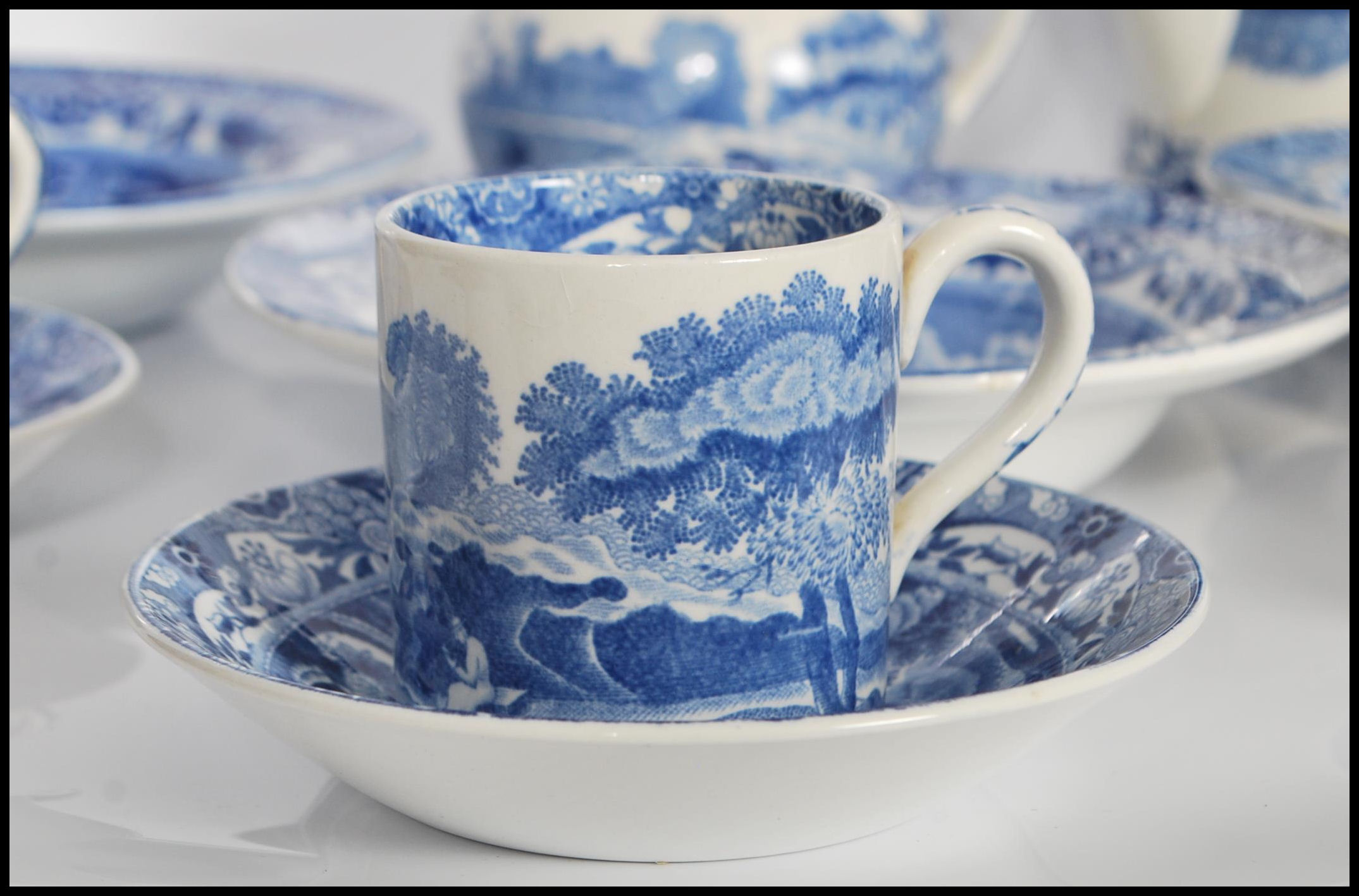 A mid 20th Century Copeland and Spode coffee services in the transfer printed Italian pattern - Image 5 of 7