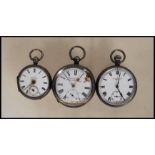 A group of three early 20th Century silver pocket watches to include an 'Acme Lever' H Samuel pocket