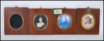 A group of four 19th Century Victorian mahogany frames of square form having central round frames