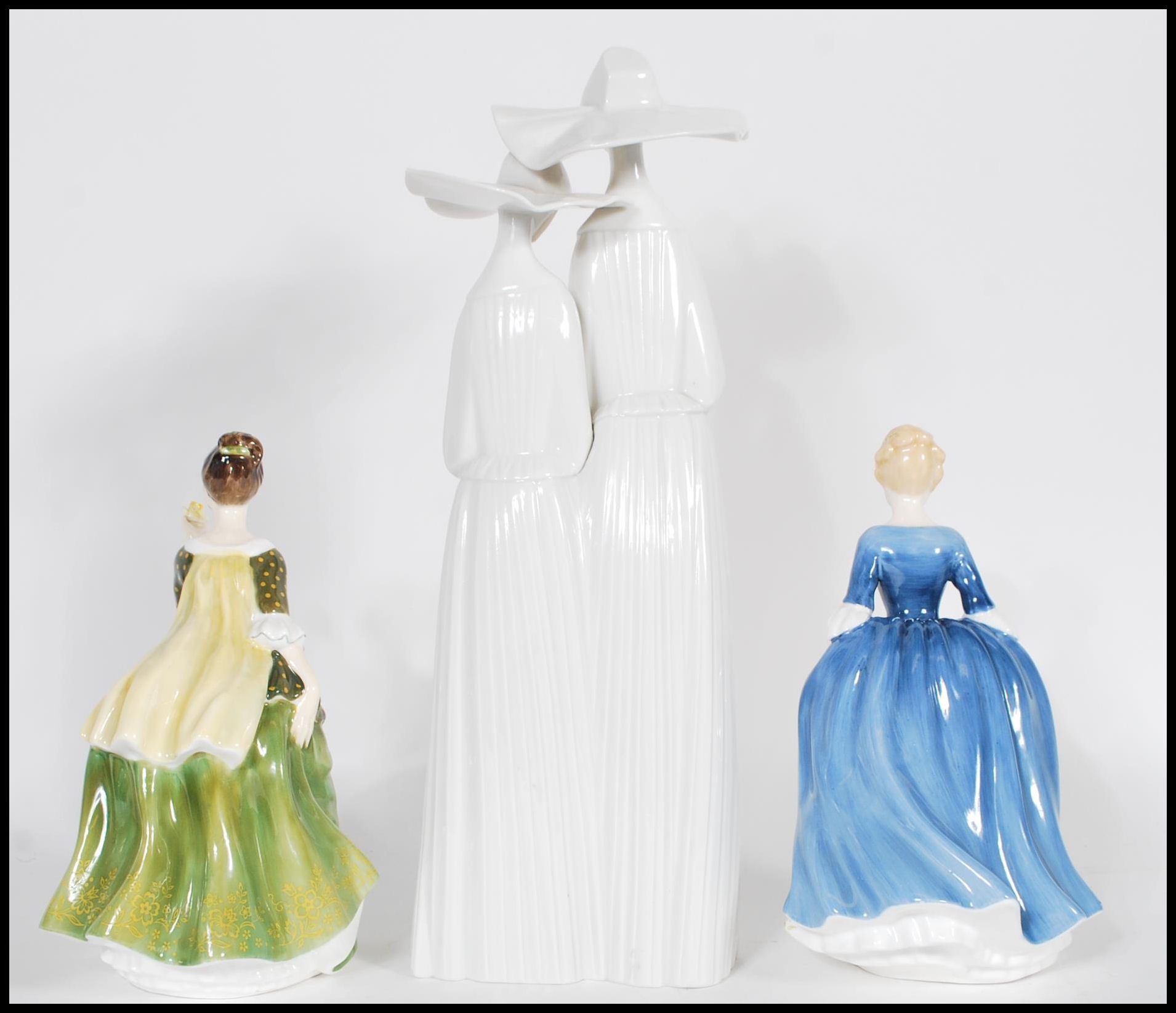 Two Royal Doulton figurines to ladies including Fleur HN2368 and Alison HN 2336 and a Lladro - Image 3 of 7