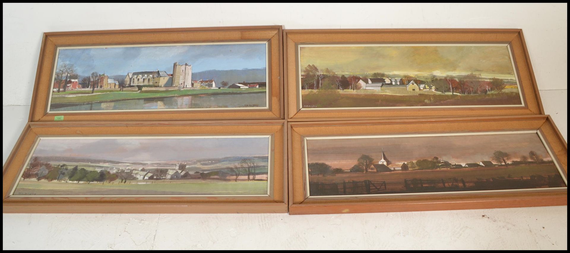 A collection of four 20th Century framed oil on board paintings by D.C. Bayley, the images to - Bild 10 aus 10