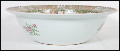 A large 19th Century Canton Chinese famille verte large centrepiece bowl decorated with green and