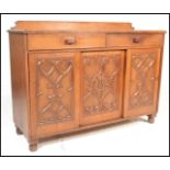 A late 19th Century Victorian oak sideboard credenza in the manner of A.W.N. Pugin, gallery back