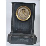 A Victorian 19th Century French slate mantel clock in the manner of Japy Freres,  with cylinder