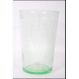 An early 20th Century Art Deco 1930's green uranium control bubble glass vase of tapering