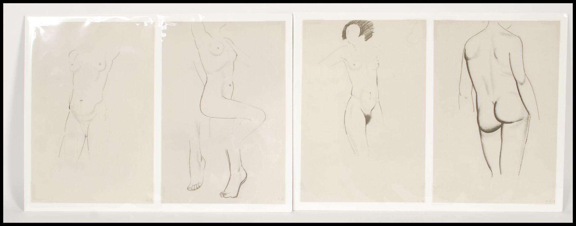 Eric Gill (1882-1940) Two pairs of female nudes from Eric Gill. First Nudes Neville Spearman