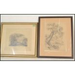 A 19th Century Victorian pencil drawing on paper depicting a landscape scene with a castle on