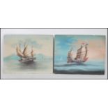 Two 19th Century Victorian Gouache / Watercolours of Chinese sailing vessels.Junk type boats in full