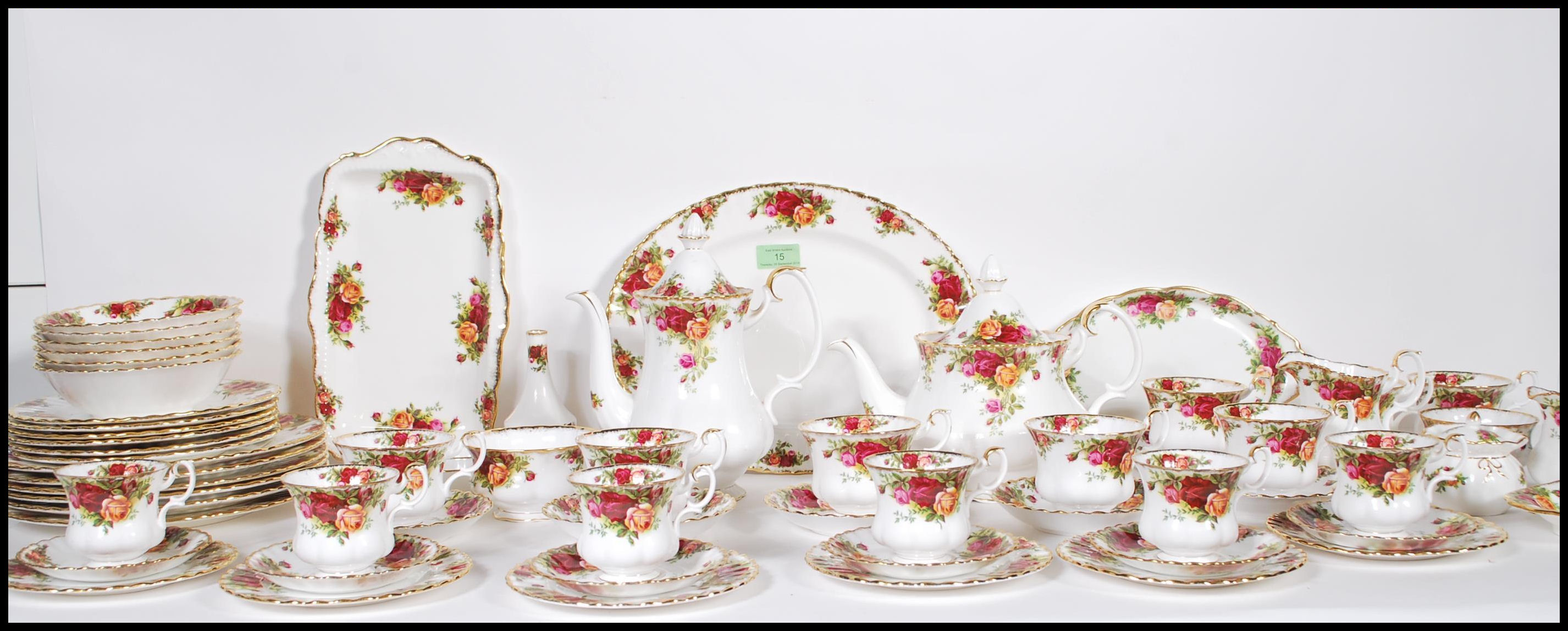 An extensive Royal Albert Old Country Roses tea service / dinner service having a white ground