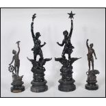 A Pair of 19th Century French spelter figures named Le Commerce and L'Industrie representing the