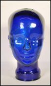 A 20th century art deco style moulded pressed glass phrenology type head - shop display stand /