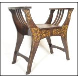 A 20th Century antique style Renaissance revival Dutch Marquetry inlaid style throne Savonarola