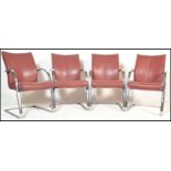 A set of four retro 20th Century leather cantileve