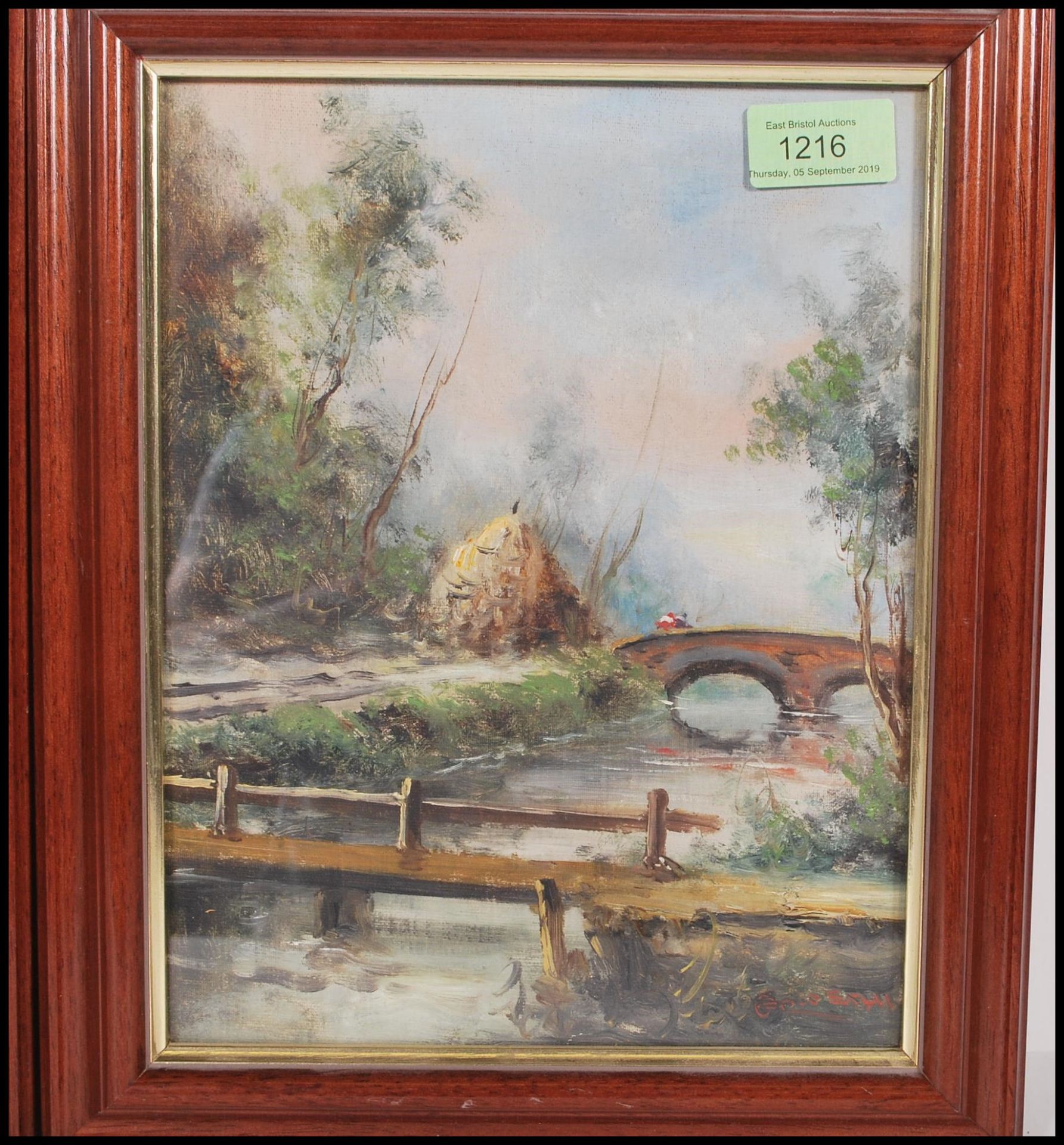 A Brioschi - a pair of 20th century oil on canvas paintings of country scenes, the first being of - Bild 5 aus 7