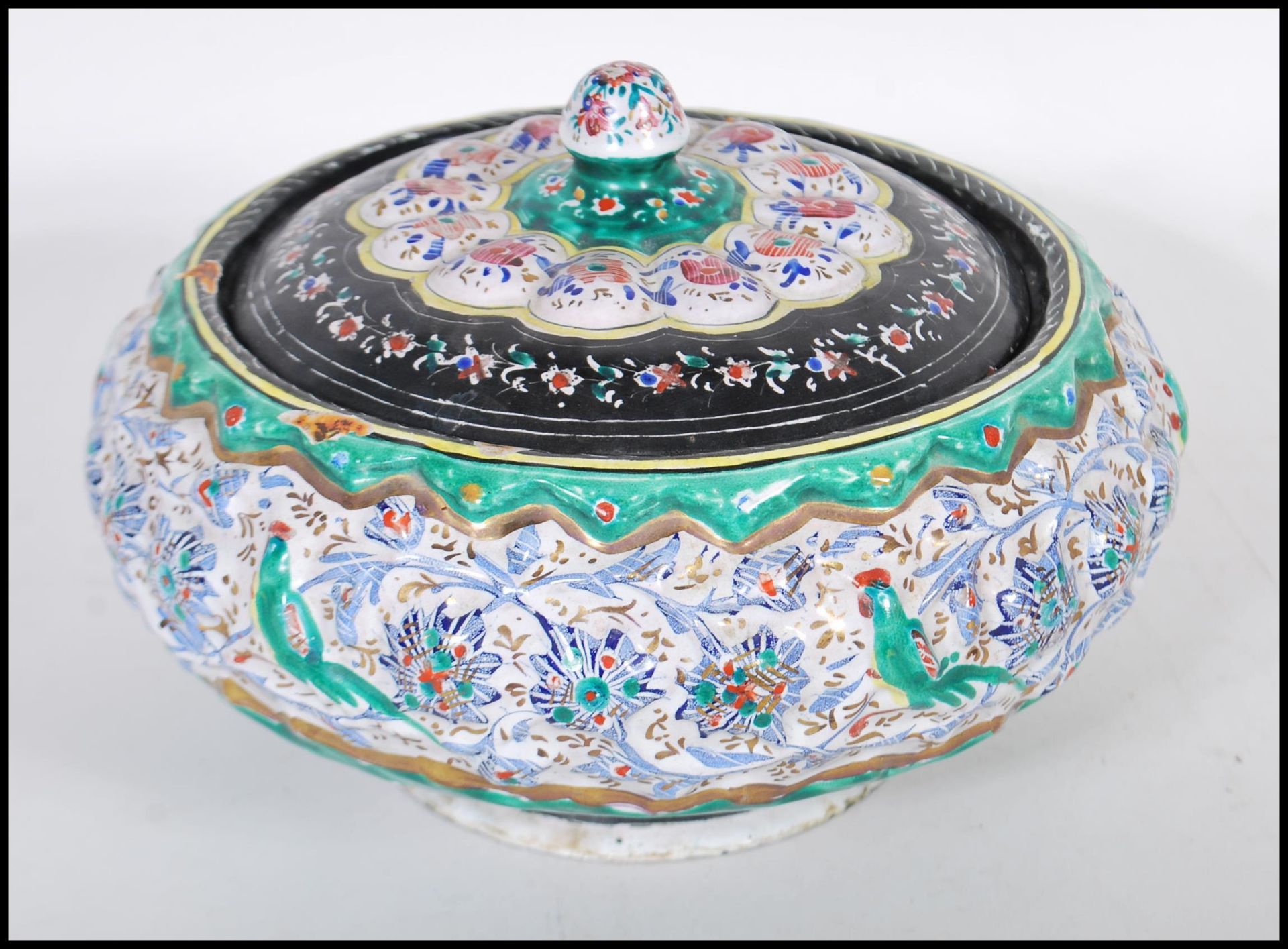 A early 20th Century Chinese copper enameled pot and cover of squat globular form having hand - Image 2 of 5