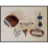 A collection of vintage and antique jewellery to include a Victorian striped agate brooch, an Art