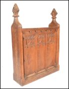 A 19th Century Victorian gothic oak ecclesiastical church prayer desk, three panels to the front
