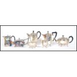A collection of early 20th Century silver plated items to include hotel ware, teapots, coffee /