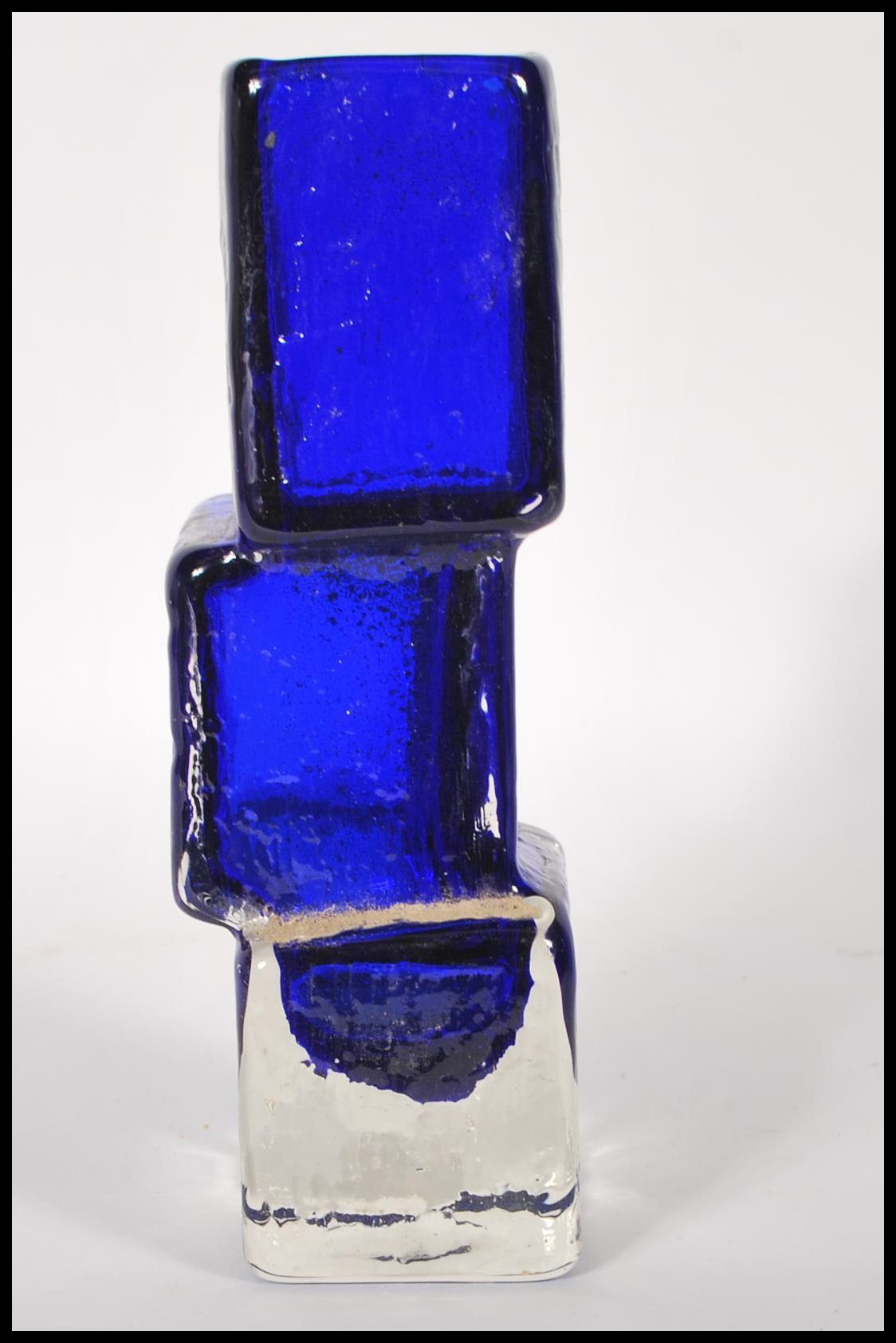 A vintage retro blue glass drunken bricklayers vase in the manner of Geoffrey Baxter for Whitefriars - Image 5 of 7