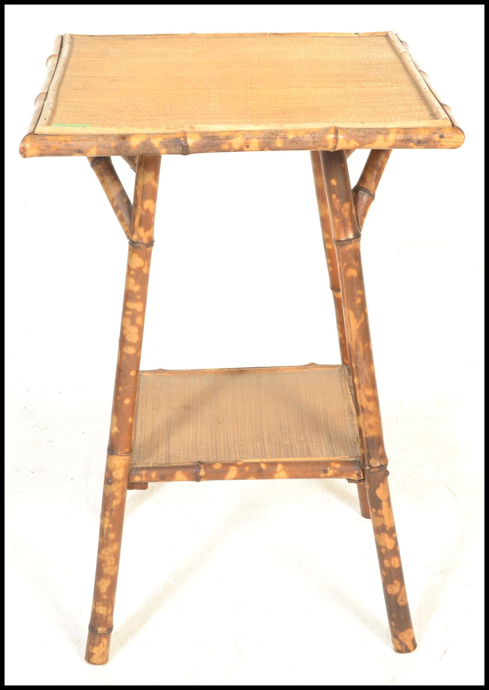 A 19th century Victorian aesthetic movement bamboo occasional / side table. Twin tiers, of square - Image 2 of 5