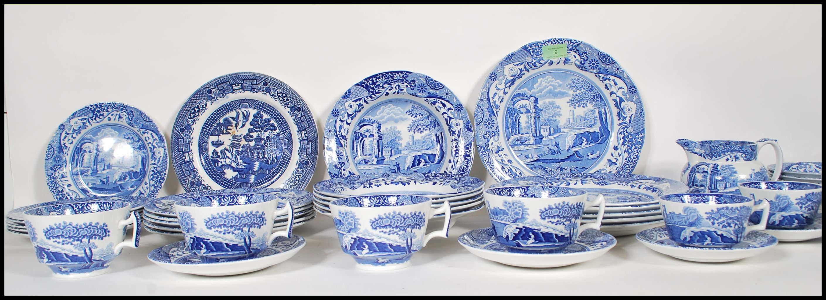 A quantity of 20th Century blue and white printed Spode Italian pattern china wares comprising of