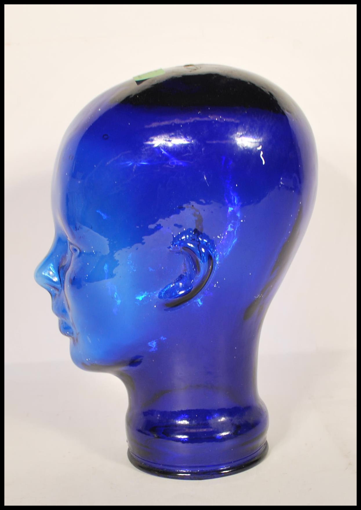 A 20th century art deco style moulded pressed glass phrenology type head - shop display stand / - Image 4 of 5