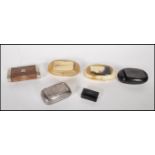 A small group of 20th Century snuff boxes to include three horn examples (two light and one dark