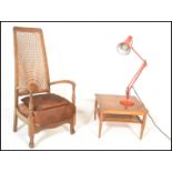 A small group of 20th Century items to include an open framed mid 20th Century armchair having a