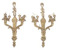 19TH CENTURY PAIR OF ADAMS REVIVAL GILT METAL WALL