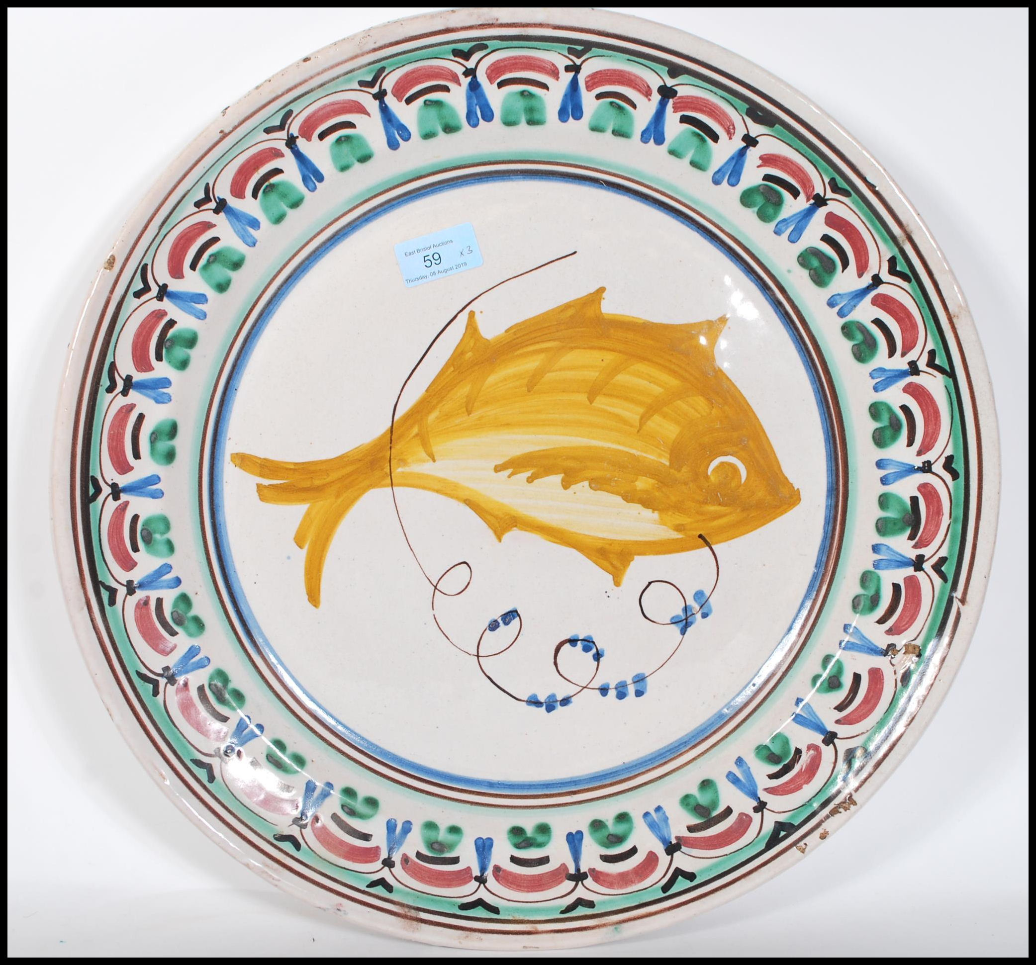 A Portugese large 20th century Faience fish charge - Image 11 of 12