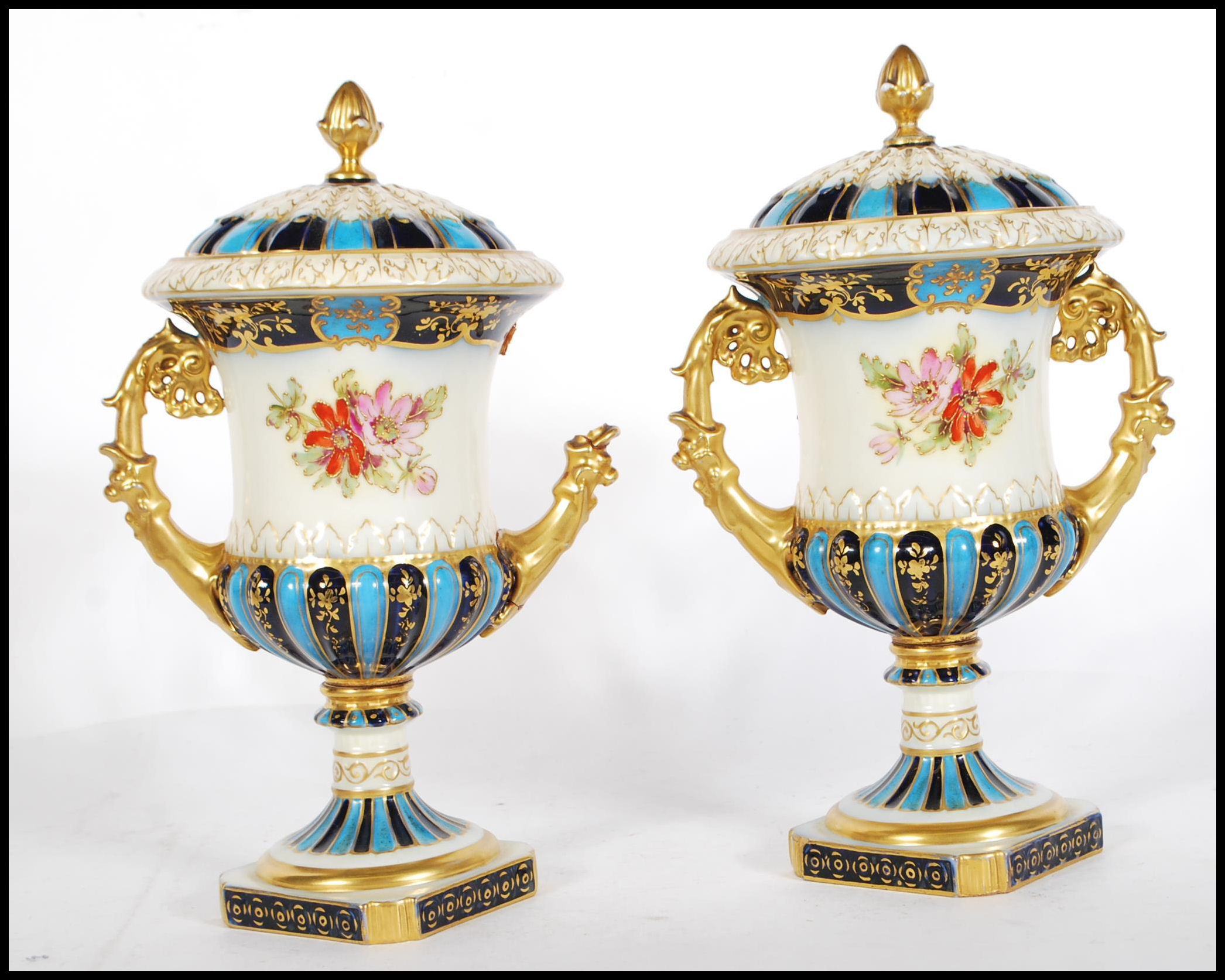 A pair of 19th Century Continental twin handled li - Image 3 of 8