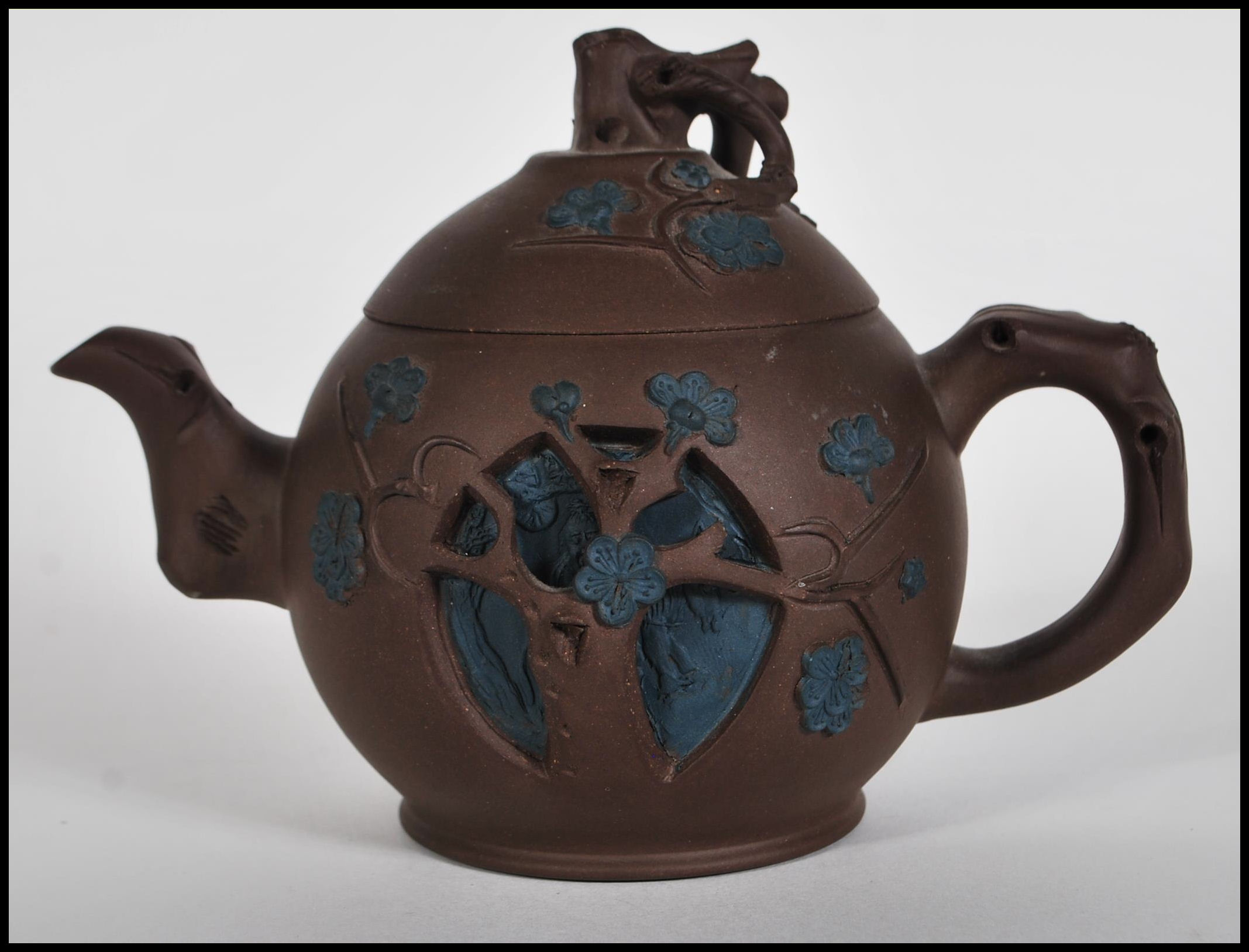 A 20th Century Chinese Yixing brown clay teapot ha