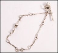 A stamped 925 silver fob watch chain having skelet