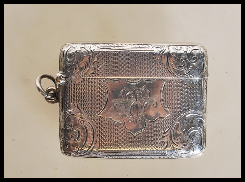 A 19th Century Victorian silver hallmarked vesta c