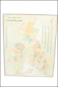 A large vintage mid 20th Century school map of The