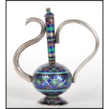 A 20th Century silver ornamental Cloisonne teapot