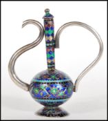 A 20th Century silver ornamental Cloisonne teapot