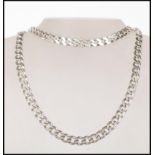 A hallmarked 925 silver heavy curb chain necklace